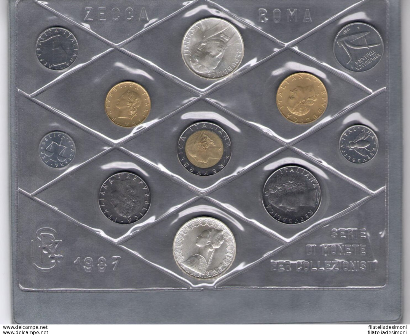 1987 Italia - Monetazione Divisionale Annata Completa FDC - Mint Sets & Proof Sets