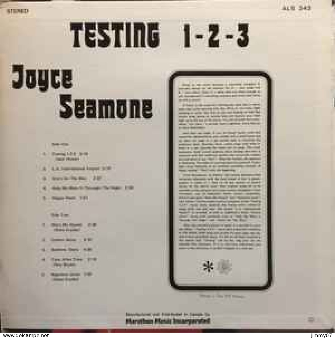 Joyce Seamone - Testing 1-2-3 (LP, Album)