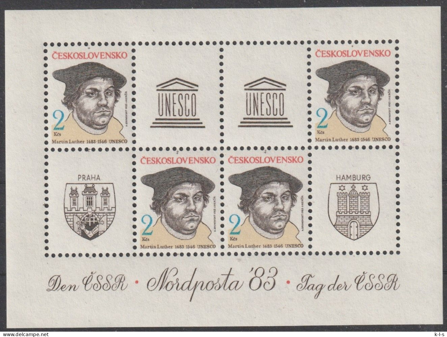 CSSR: 1983, Blockausgabe: Mi. Nr. 56, Int. Briefmarkenausstellung NORDPOSTA ’83, Hamburg – Tag Der ČSSR. **/MNH - Hojas Bloque