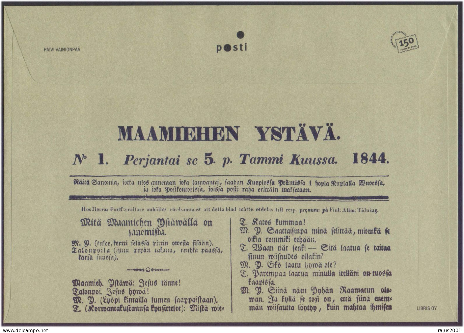 Johan Vilhelm Snellman Influential Fennoman Philosopher, Philosophy, Famous Person, Most Important 'awakeners' MS FDC - Covers & Documents