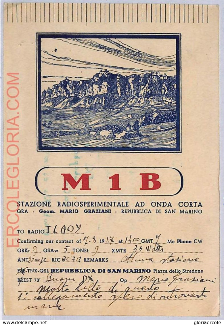 Ad9238 - SAN MARINO - RADIO FREQUENCY CARD  -  1947 - Radio