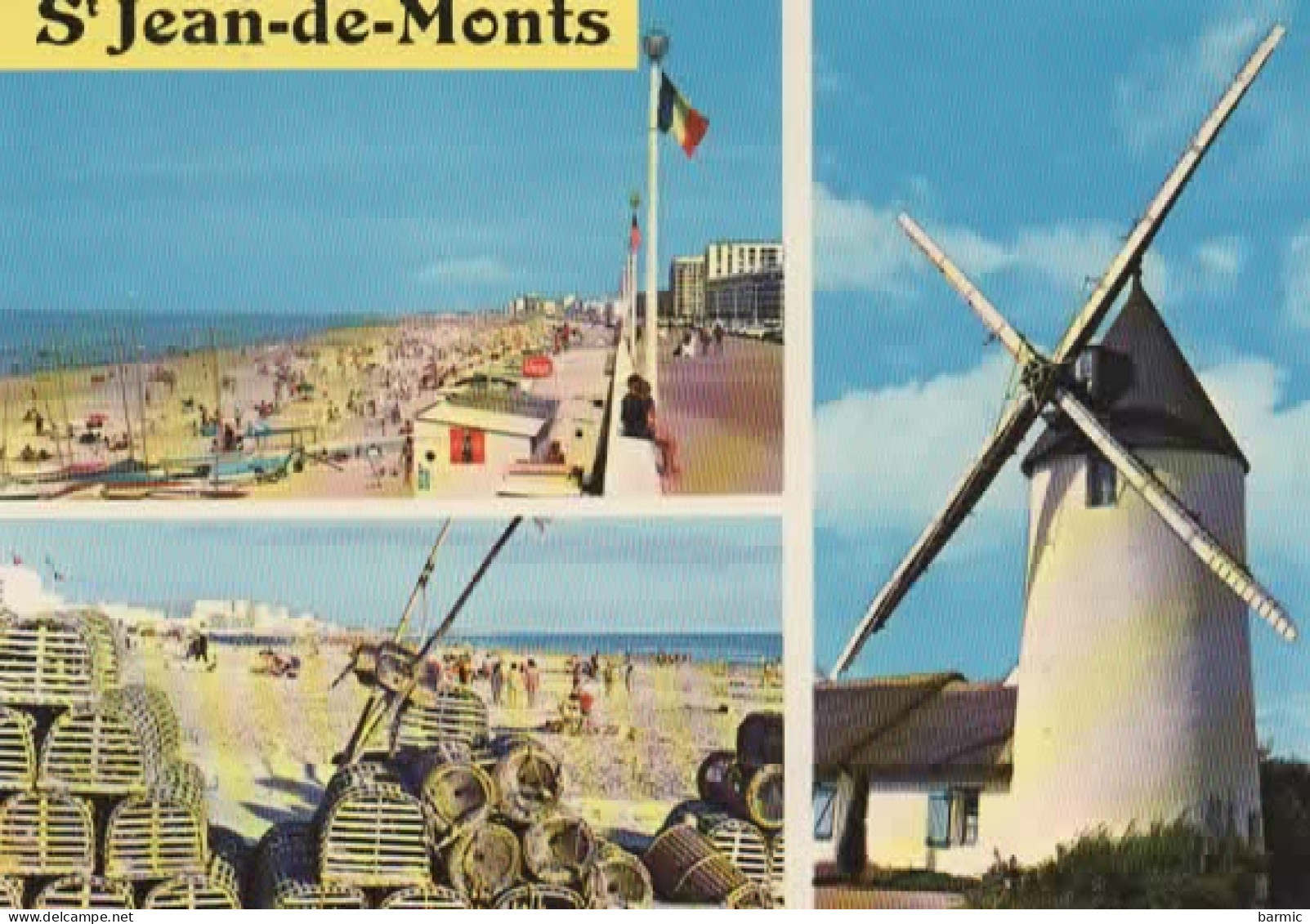 SAINT JEAN DE MONTS, MULTIVUE, PLAGE ET MOULIN, CASIERS DE PECHE  COULEUR  REF 15865 - Saint Jean De Monts