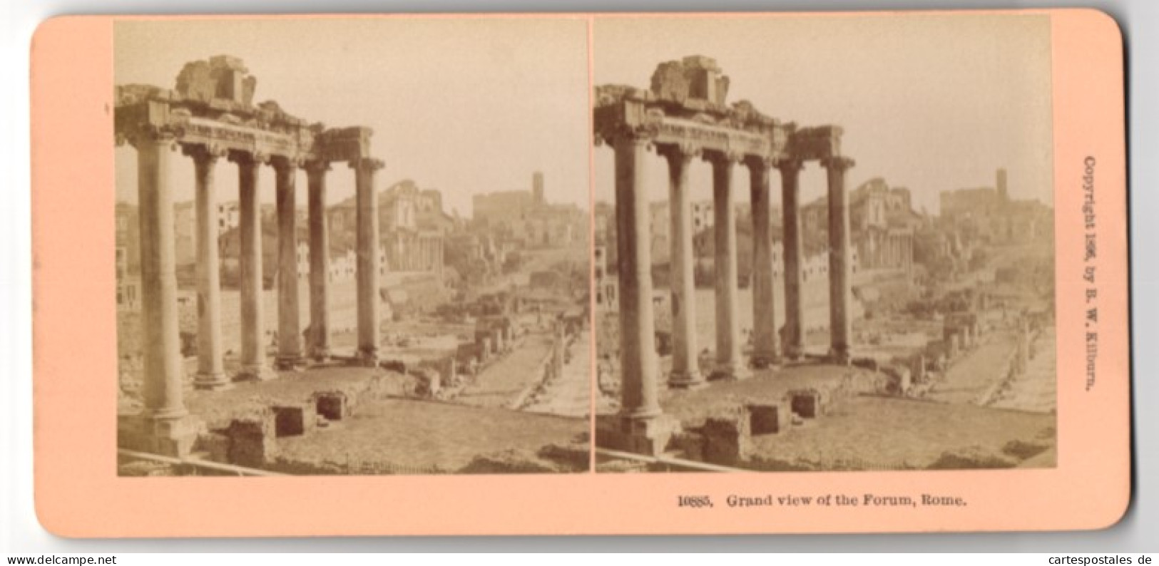 Stereo-Foto B. W. Kilburn, Littleton, Ansicht Rome, Grand View Of The Forum  - Photos Stéréoscopiques