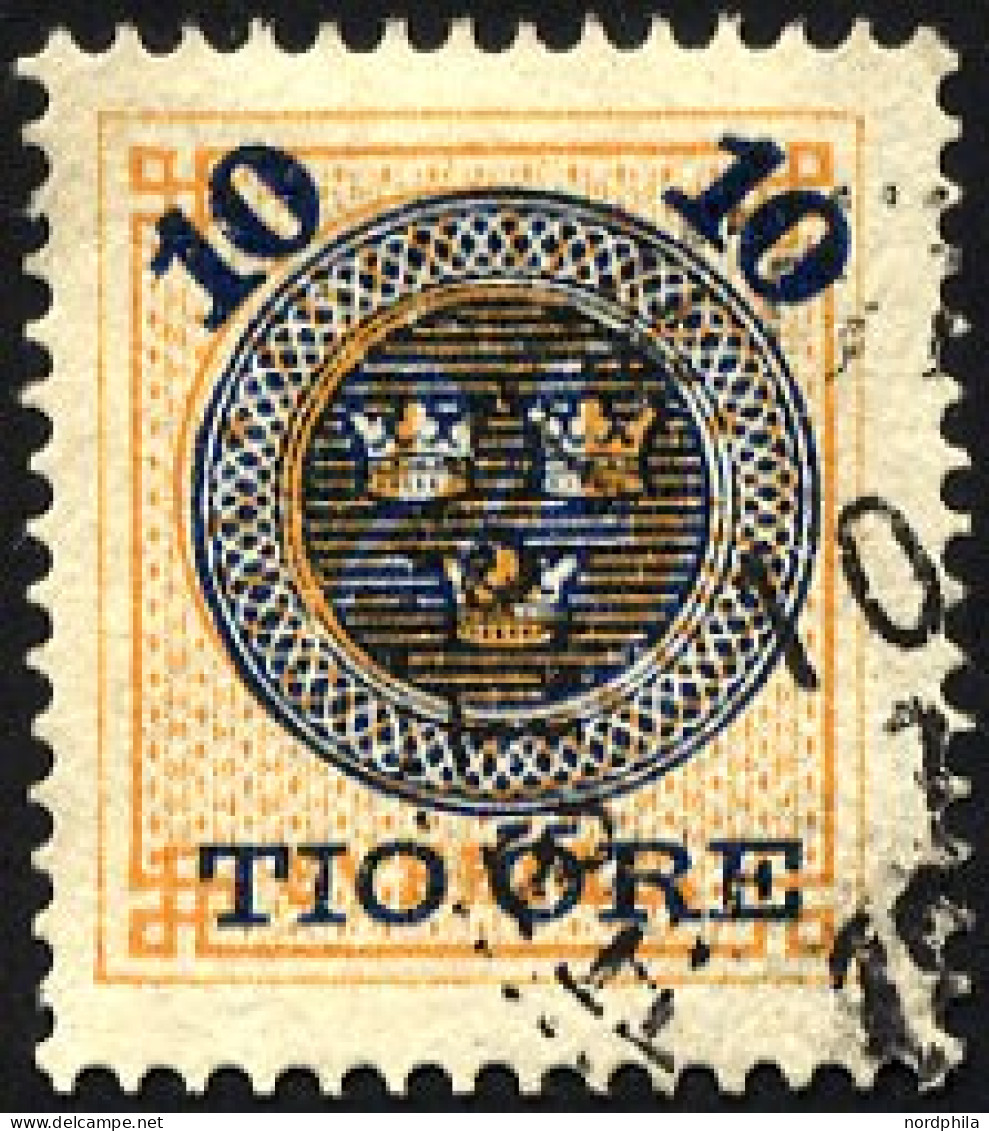 SCHWEDEN 40 O, 1889, 10 Ö. Auf 24 Ö. Gelb, Pracht, Mi. 40.- - Used Stamps