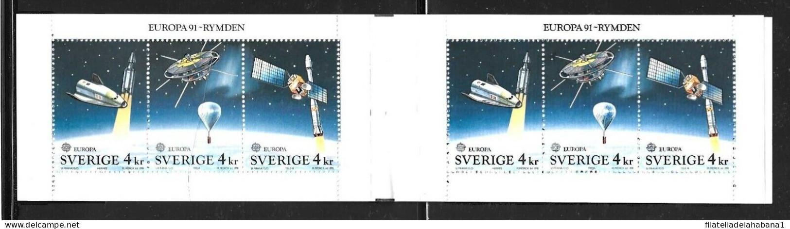 F-EX50062 SWEDEN MNH 1991 EUROPA CEPT SPACE SATELLITE ROCKET BOOKLED.  - Autres & Non Classés