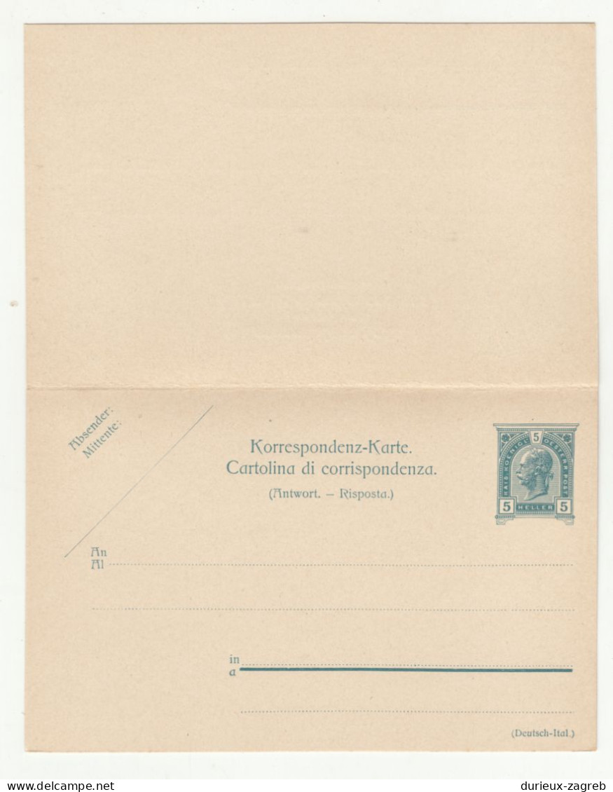 Austria - Italian Postal Stationery Postal Card With Reply Unused B240401 - Cartes Postales