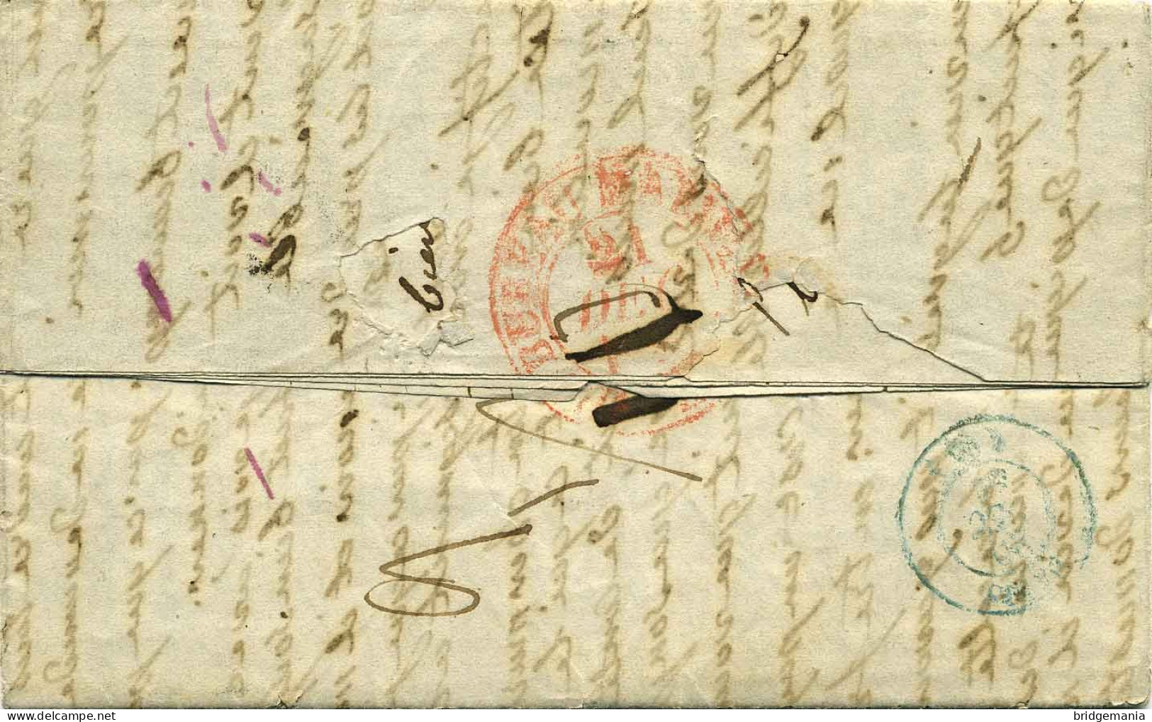 MTM119 - 1841 TRANSATLANTIC LETTER FRANCE TO USA NON-CONTRACT STEAM. SIMPLE RATE - Poststempel