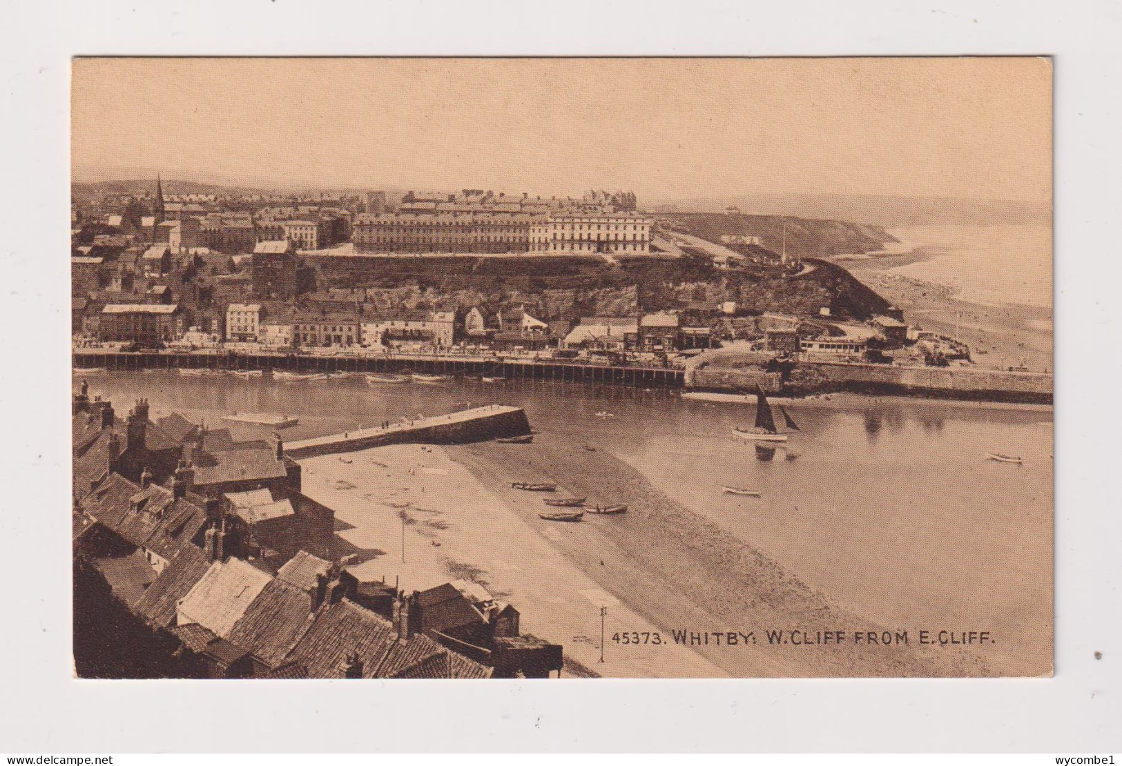 ENGLAND -  Whitby  West Cliff From East Cliff  Unused Vintage Postcard - Whitby