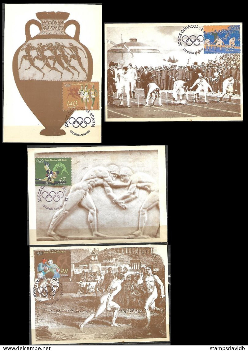 1996 Portugal Mi.2128-2131 FDC Maximum Card 100 Years Of The Olympic Games In Atlanta - Summer 1996: Atlanta