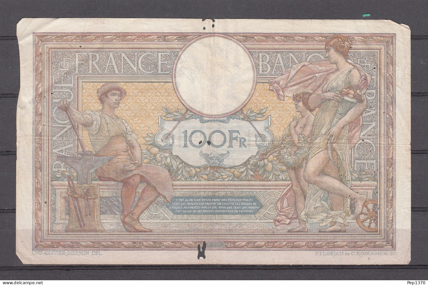 BILLETE DE FRANCIA DE 100 FRANCOS DE 1916 B - 5 F 1912-1917 ''Bleu''