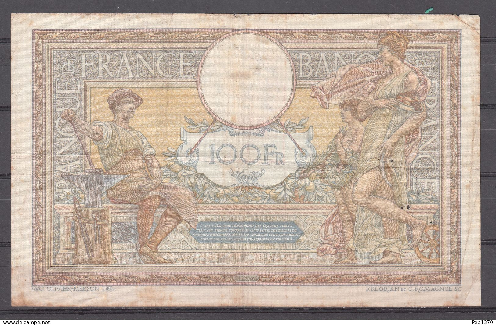 BILLETE DE FRANCIA DE 100 FRANCOS DE 1934 MH - 5 F 1912-1917 ''Bleu''