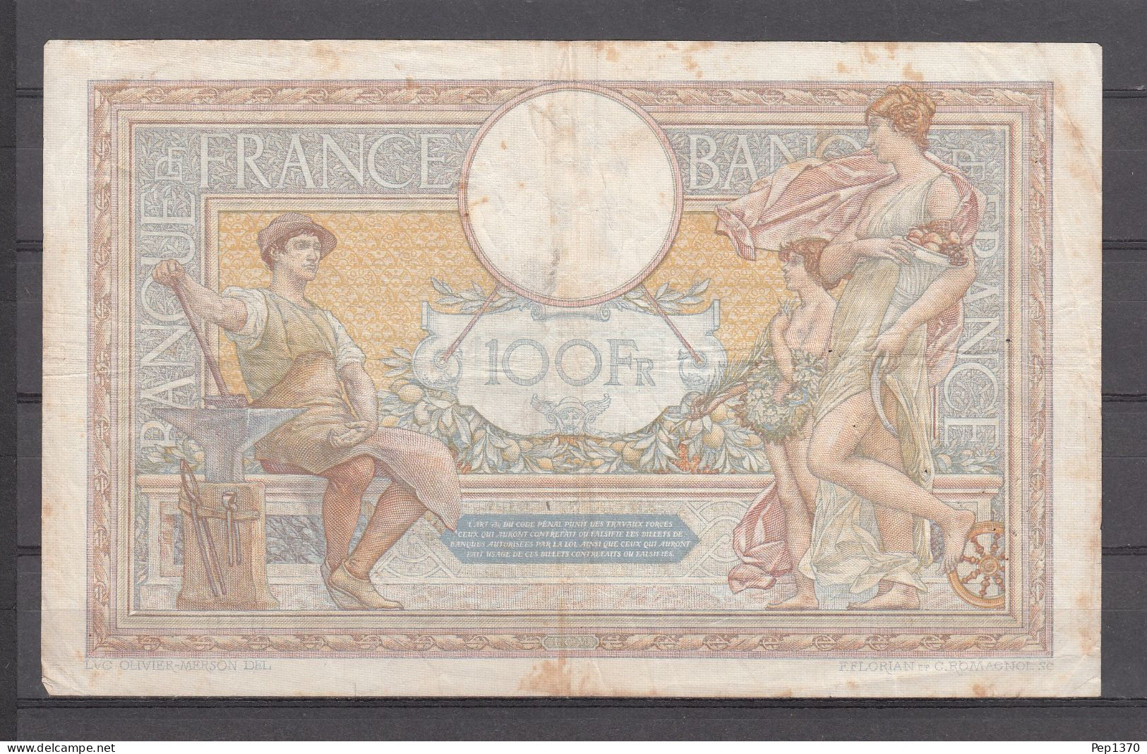 BILLETE DE FRANCIA DE 100 FRANCOS DE 1935 DR - 5 F 1912-1917 ''Bleu''