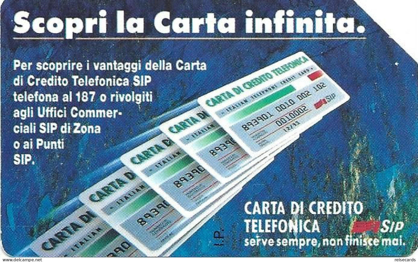 Italy: Telecom Italia SIP - Carta Infinita, Tipo B - Públicas  Publicitarias