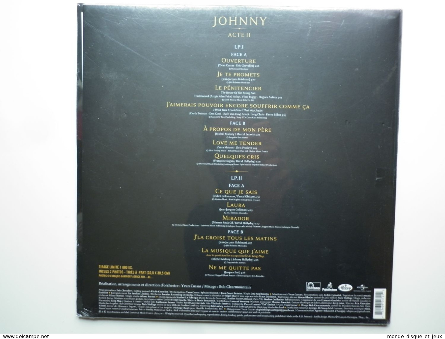 Johnny Hallyday Album Double 33Tours Vinyles Acte II - Autres - Musique Française