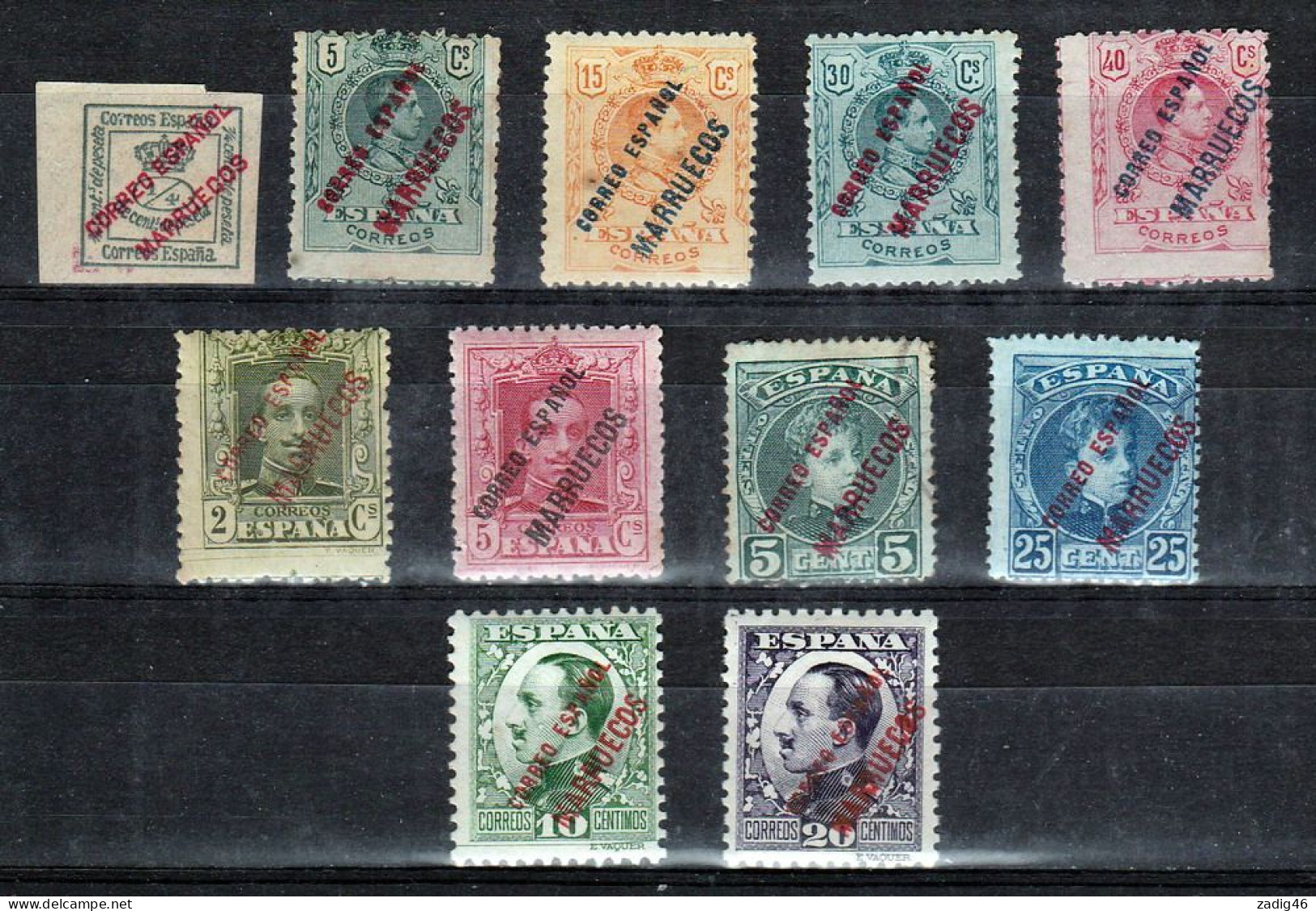 MAROC ESPAGNOL - PETIT LOT DE 11 TIMBRES NEUFS AVEC INFIMES TRACES DE CHARNIERES - 2 SCANS - Spaans-Marokko