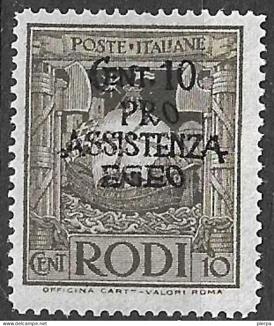 RODI - 1943 - PRO ASSISTENZA  EGEO - C. 10 - NUOVO MNH**  (YVERT 67 - MICHEL 204 - SS 119) - Egée (Rodi)