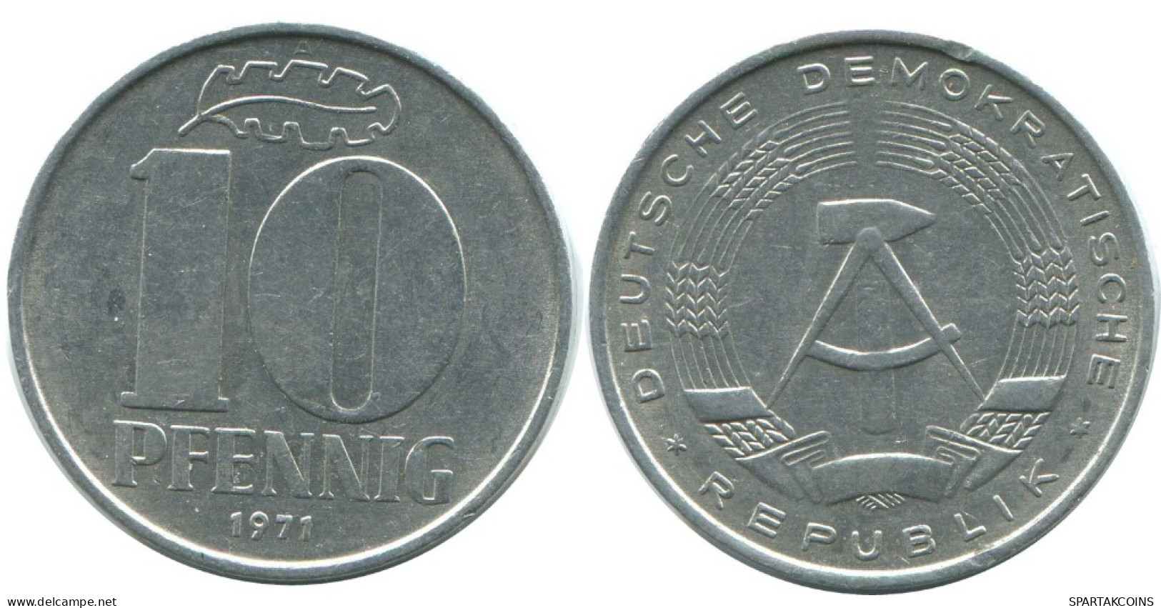 10 PFENNIG 1971 A DDR EAST DEUTSCHLAND Münze GERMANY #AE097.D.A - 10 Pfennig