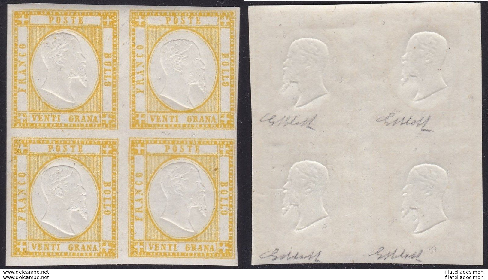 1861 PROVINCE NAPOLETANE, N° 23 20 Grana Giallo MNH/** QUARTINA - Naples