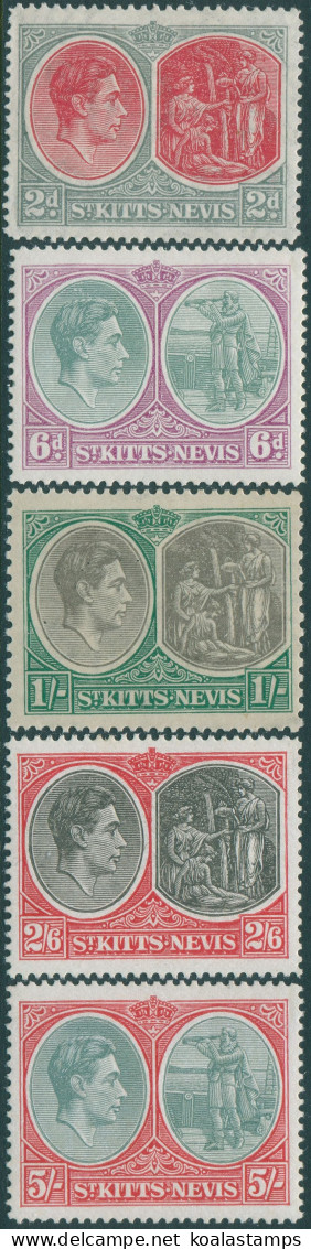 St Kitts Nevis 1938 SG71b-77b KGVI Medicinal Spring (5) MLH - St.Kitts And Nevis ( 1983-...)