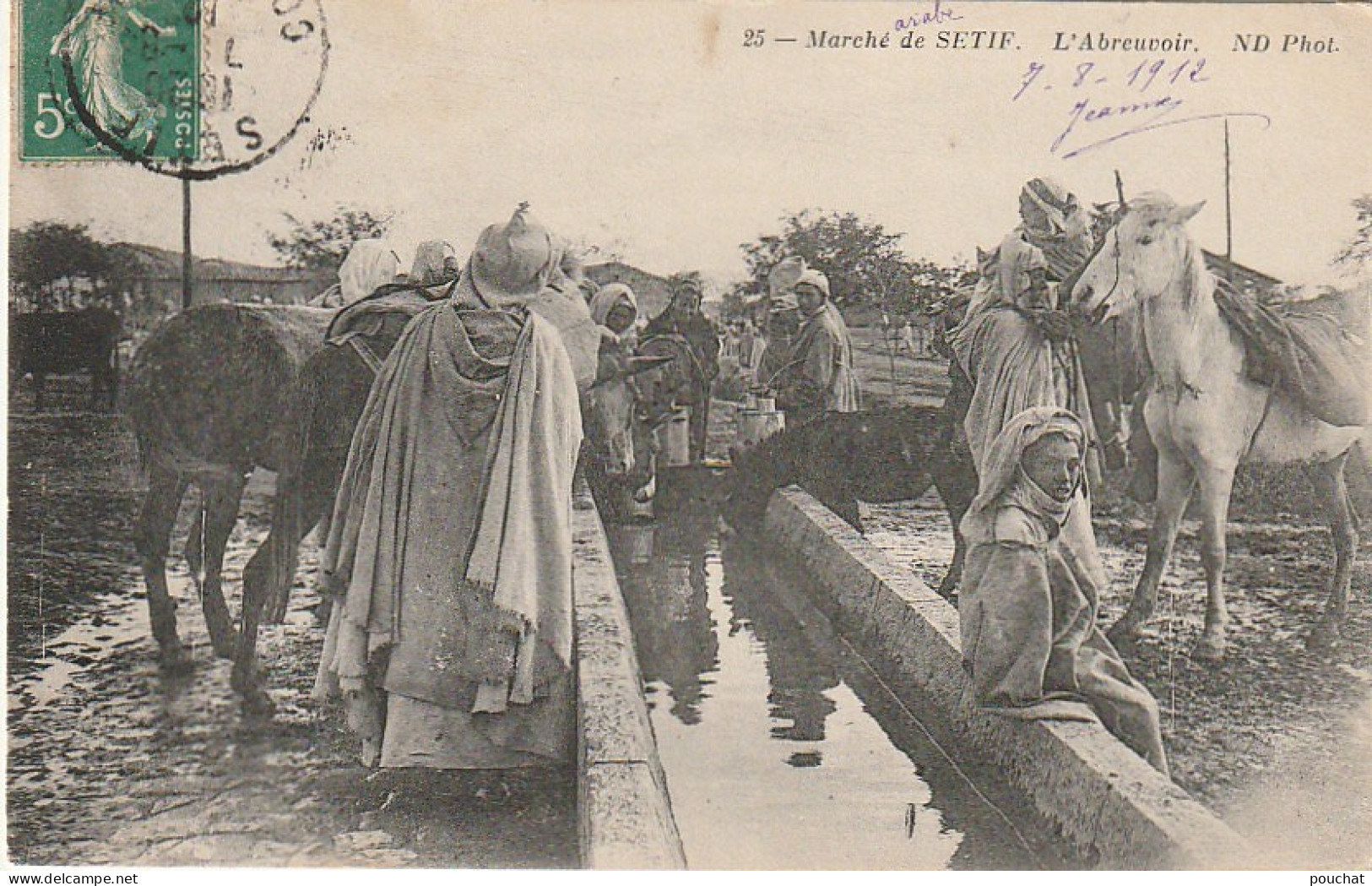 RE 23- (ALGERIE) MARCHE DE SETIF - L' ABREUVOIR - ANIMATION - 2 SCANS - Setif