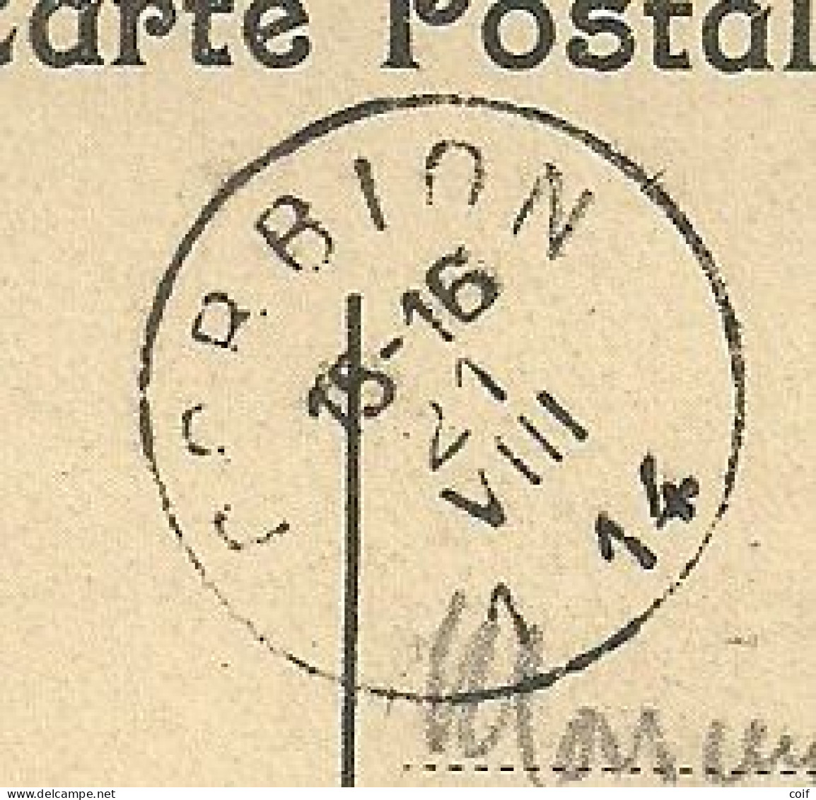 Kaart Stempel CORBION Op 21/08/1914 (Offensief W.O.I) - Zone Non Occupée
