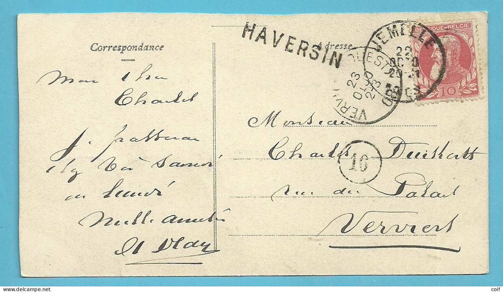 74 Op Kaart Stempel JEMELLE Met Naamstempel (Griffe D'origine) HAVERSIN - 1905 Grove Baard