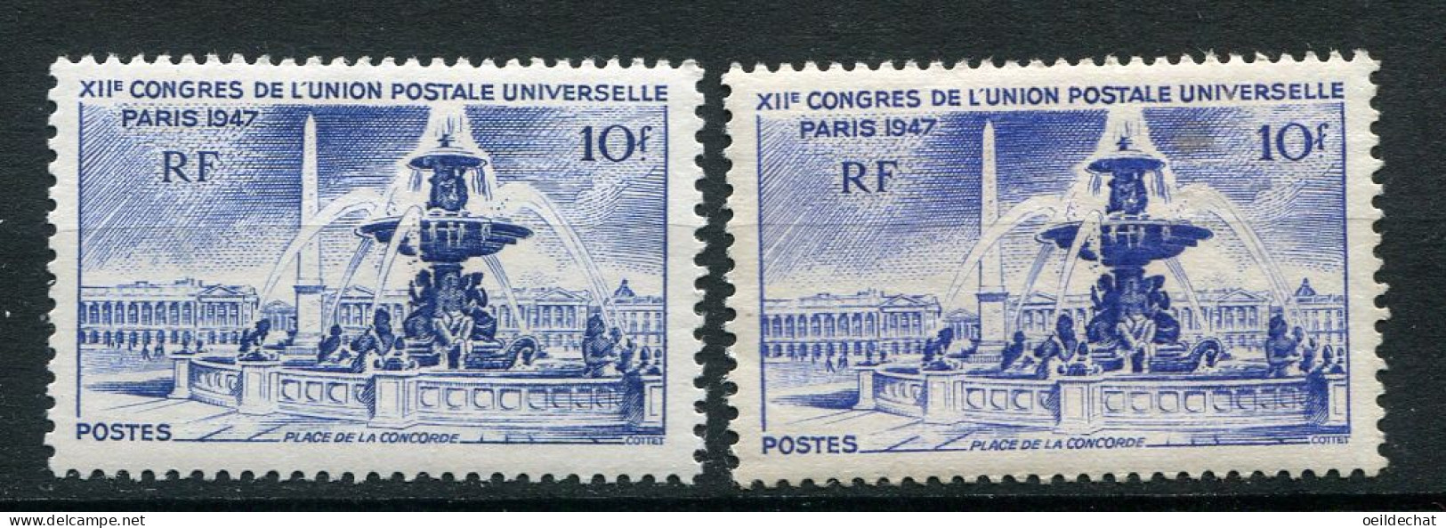 26463 FRANCE N°783a** 10F Place De La Concorde : Bleu Au Lieu D'outremer + Normal (non Inclus)  1947  TB - Ongebruikt