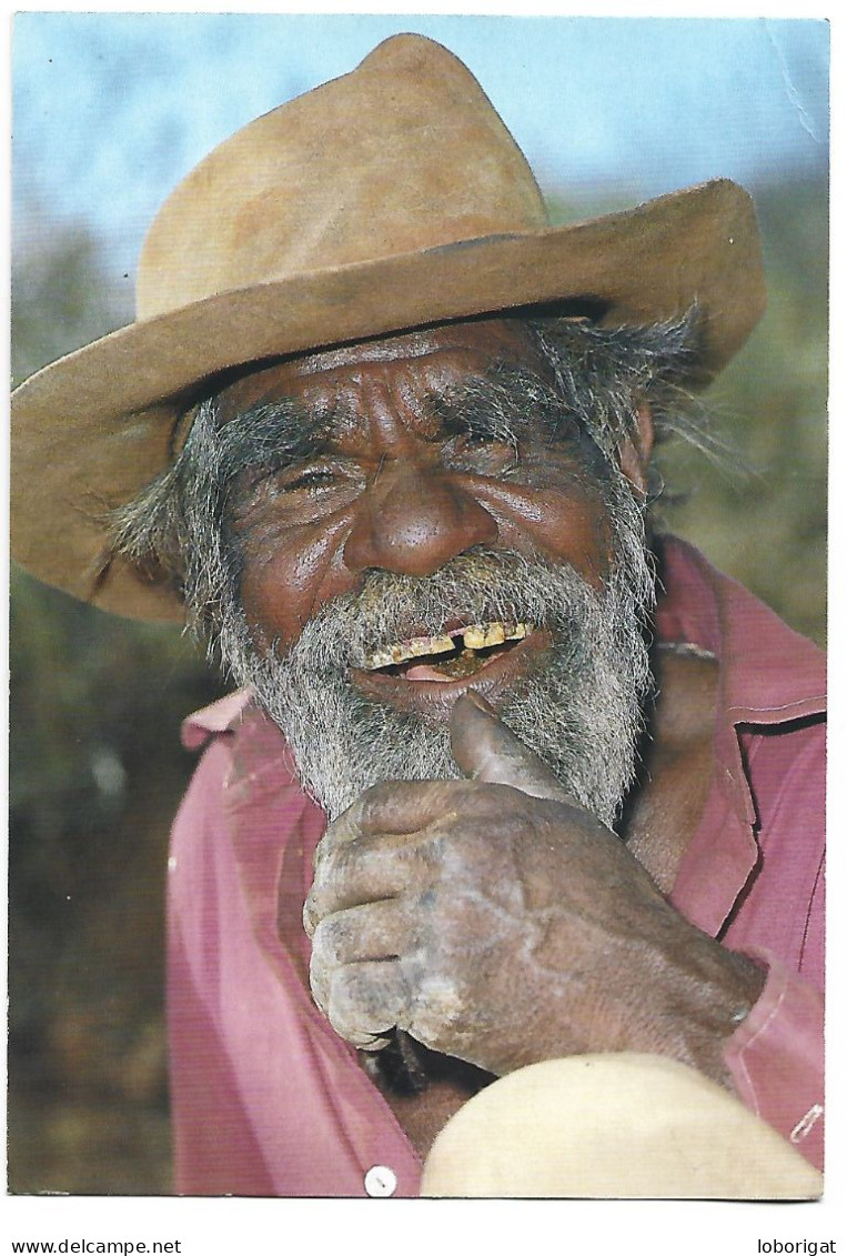 AN ELDER OF THE PITJANTJATJARA PEOPLE, TRADITIONAL OWNERS OF ULURU AND TJUTA .- NORTHERN TERRITORY.-  ( AUSTRALIA ) - Aborigines