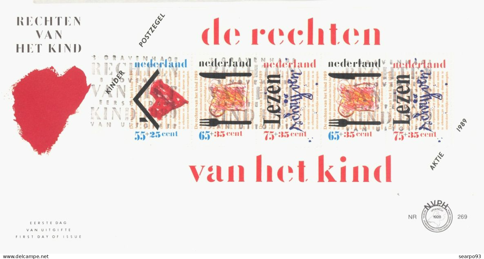 NETHERLANDS. FDC. CHILDREN STAMPS. HUMAN RIGHTS. 1989 - FDC