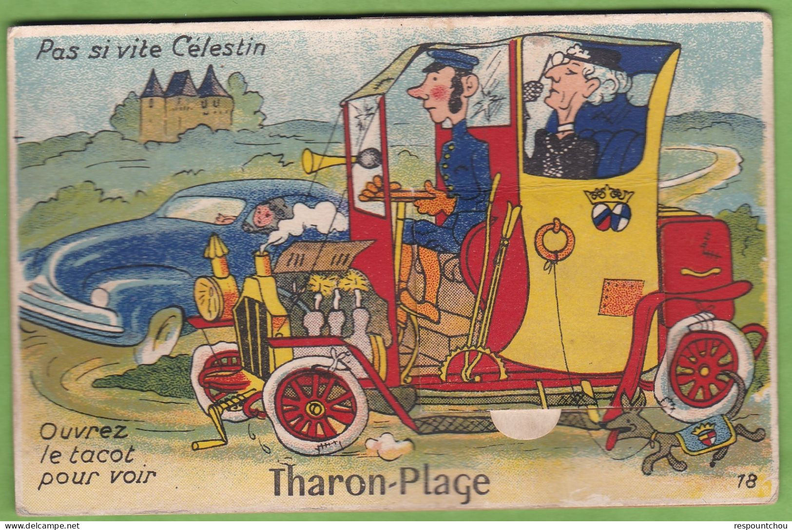Carte à Système THARON Plage Illustré " Pas Si Vite Célestin ...Ouvrez Le Tacot Pour Voir ... " 44 Loire Atlantique - Tharon-Plage