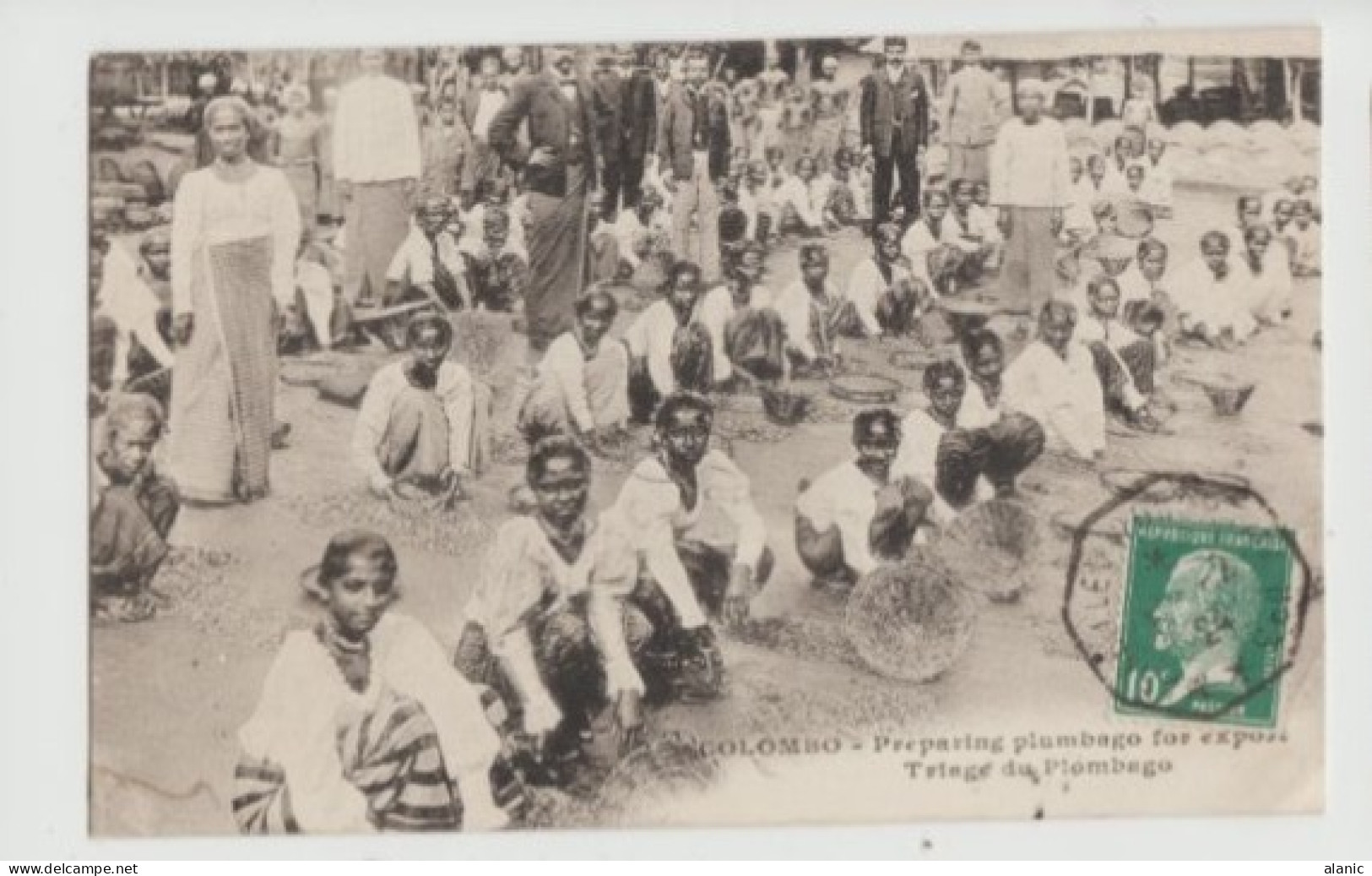 CPA-SRI-LANKA (CEYLAN)Colombo - Preparing Plumbago For Export - Triage Du Plombago - Animée - 1924 - Oblit. MARSEILLE à - Kazakhstan
