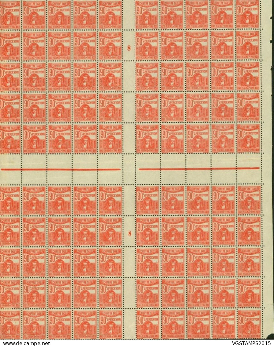 Tunisie 1923 - Colonie Française -Timbres Neufs.Yvert Taxe Nr.: 46. Panneau De 100 Avec Millesime "8" (x2).(EB) AR-02375 - Unused Stamps