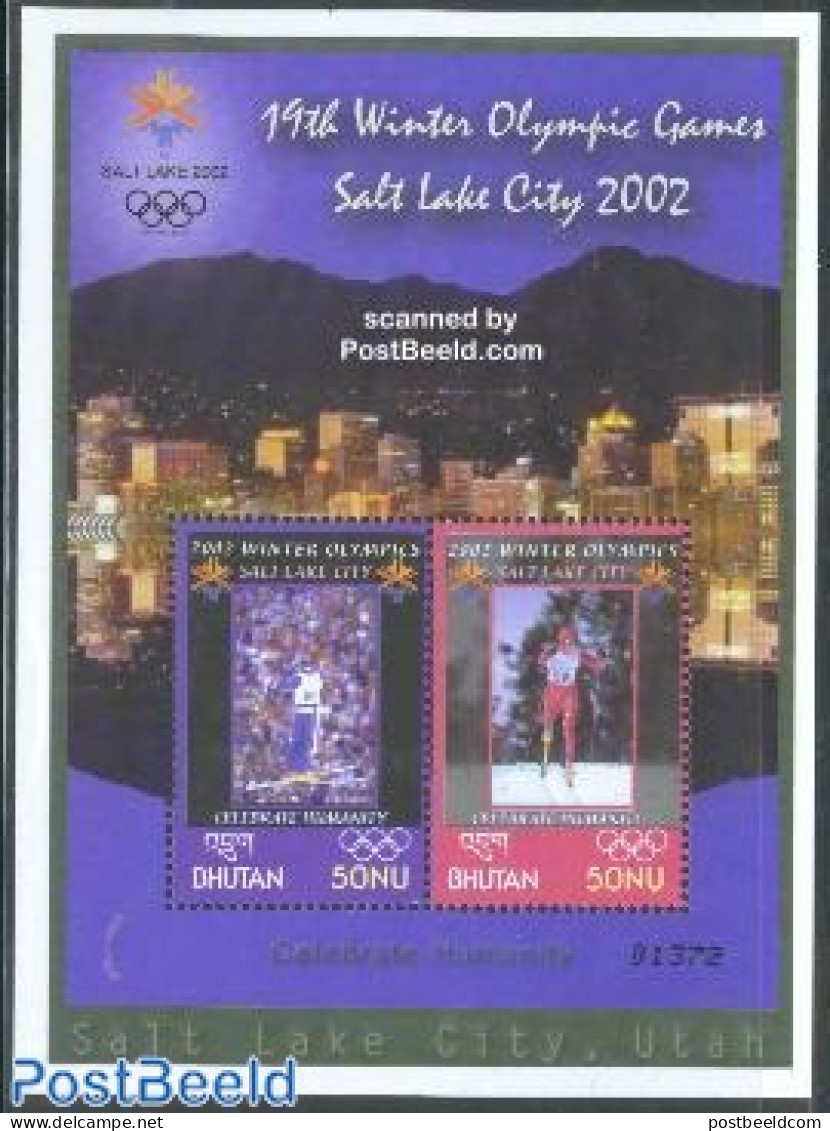 Bhutan 2002 Salt Lake City S/s, Mint NH, Sport - Olympic Winter Games - Skiing - Skiing
