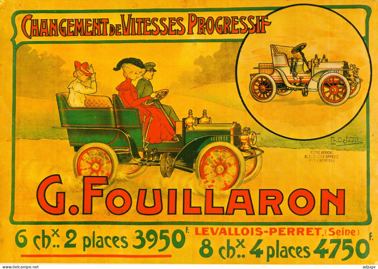 CPM- Affiche Publicité Automobiles FOUILLARON à Changement De Vitesses Progressif* Dessinateur Detaval - Publicidad