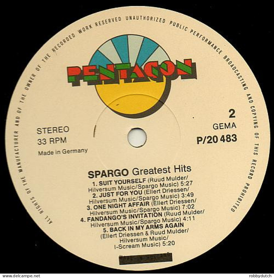 * LP *  SPARGO - GREATEST HITS (Germany 1983 EX-) - Disco, Pop