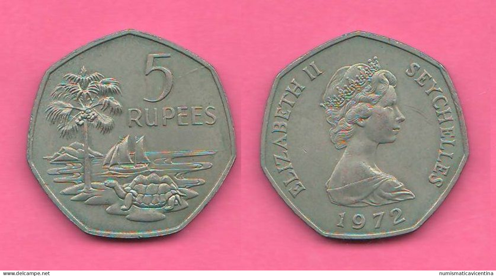 Seychelles 5 Rupees 1972 Nickel Rare Coin - Seychelles