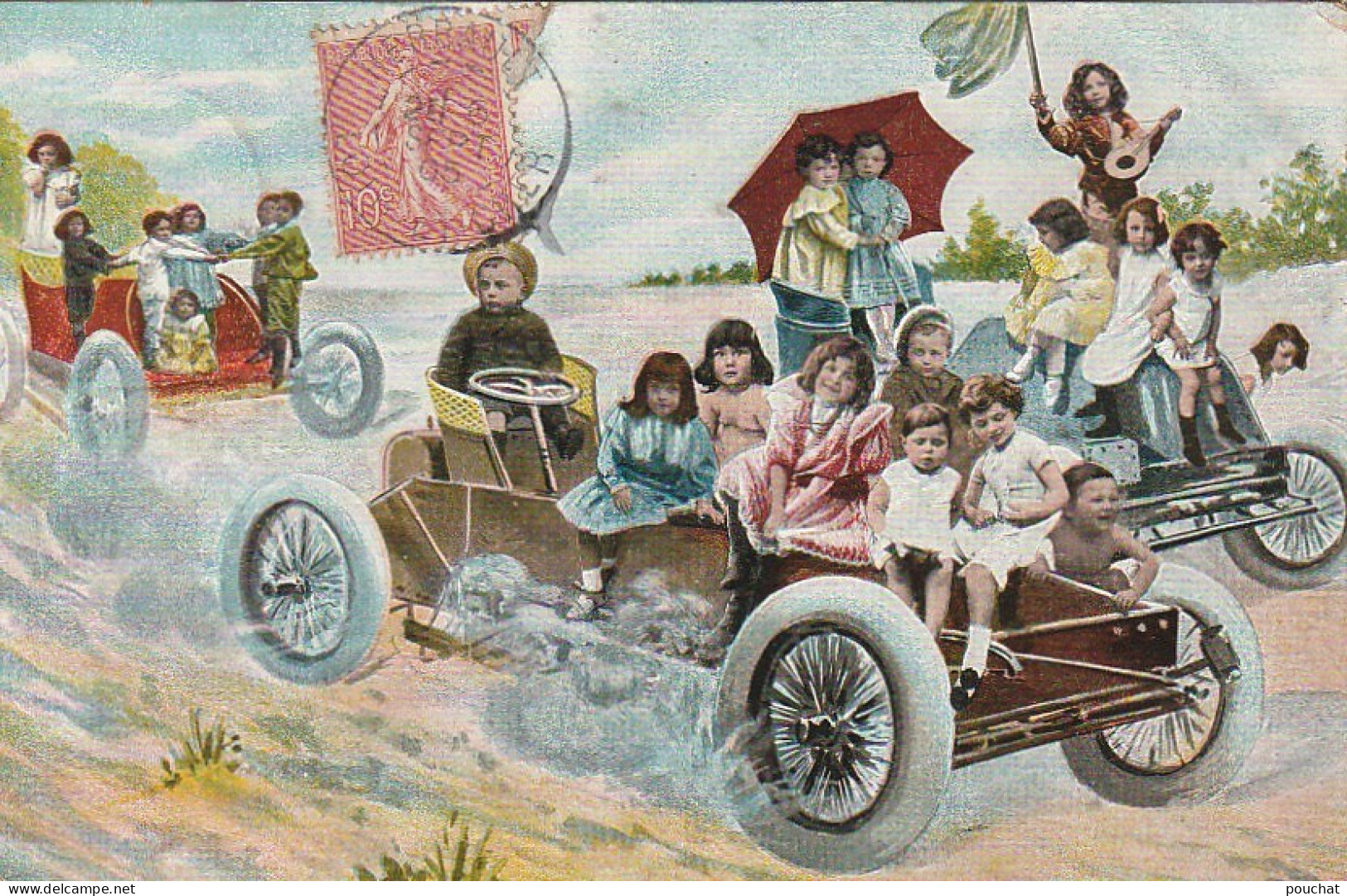 UR 26- CARTE FANTAISIE - GROUPES D' ENFANTS SUR DES AUTOMOBILES  - Gruppi Di Bambini & Famiglie