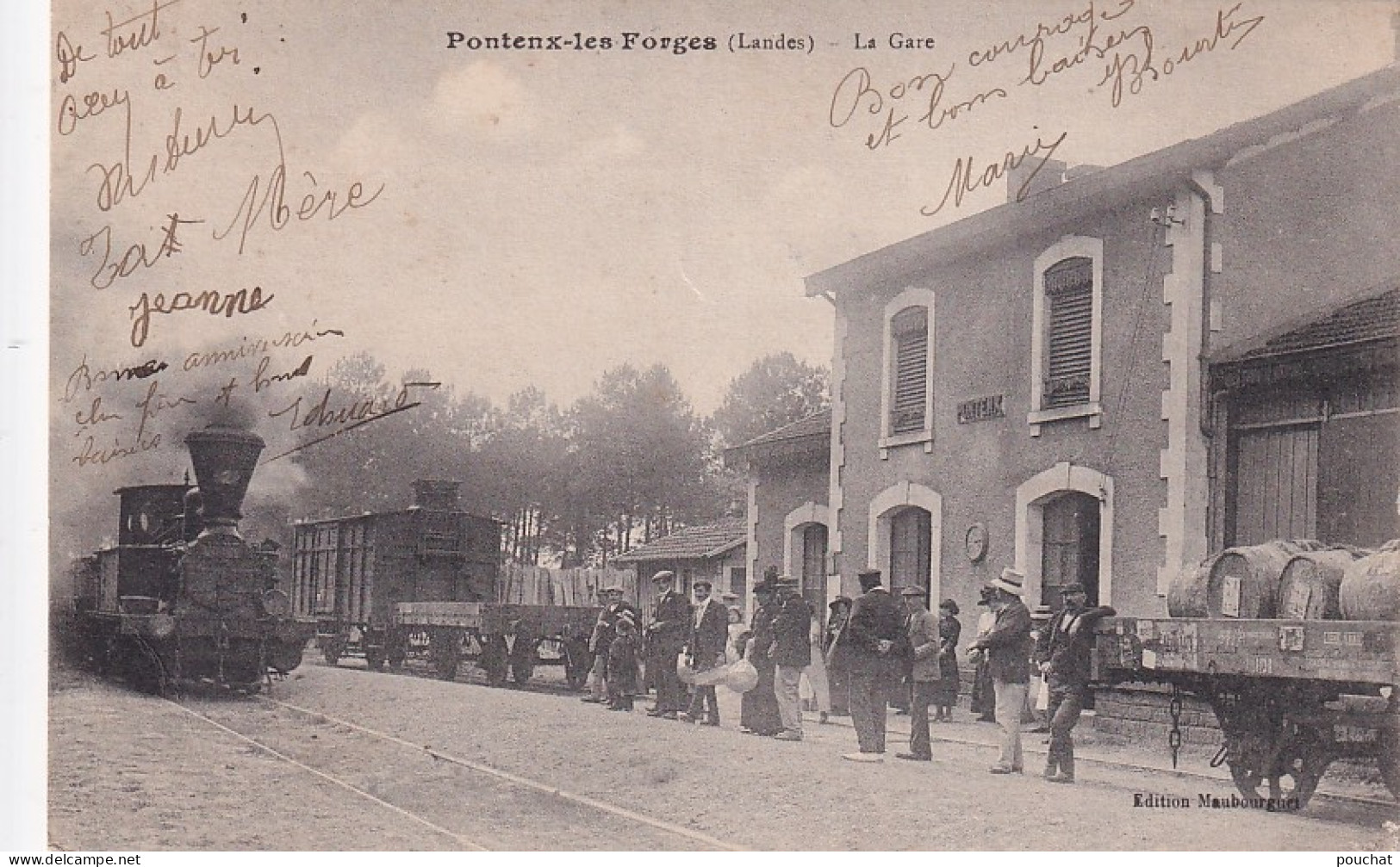 UR Nw36-(40) PONTENX LES FORGES - LA GARE - ANIMATION - VOYAGEURS - LOCOMOTIVE VAPEUR - Andere & Zonder Classificatie