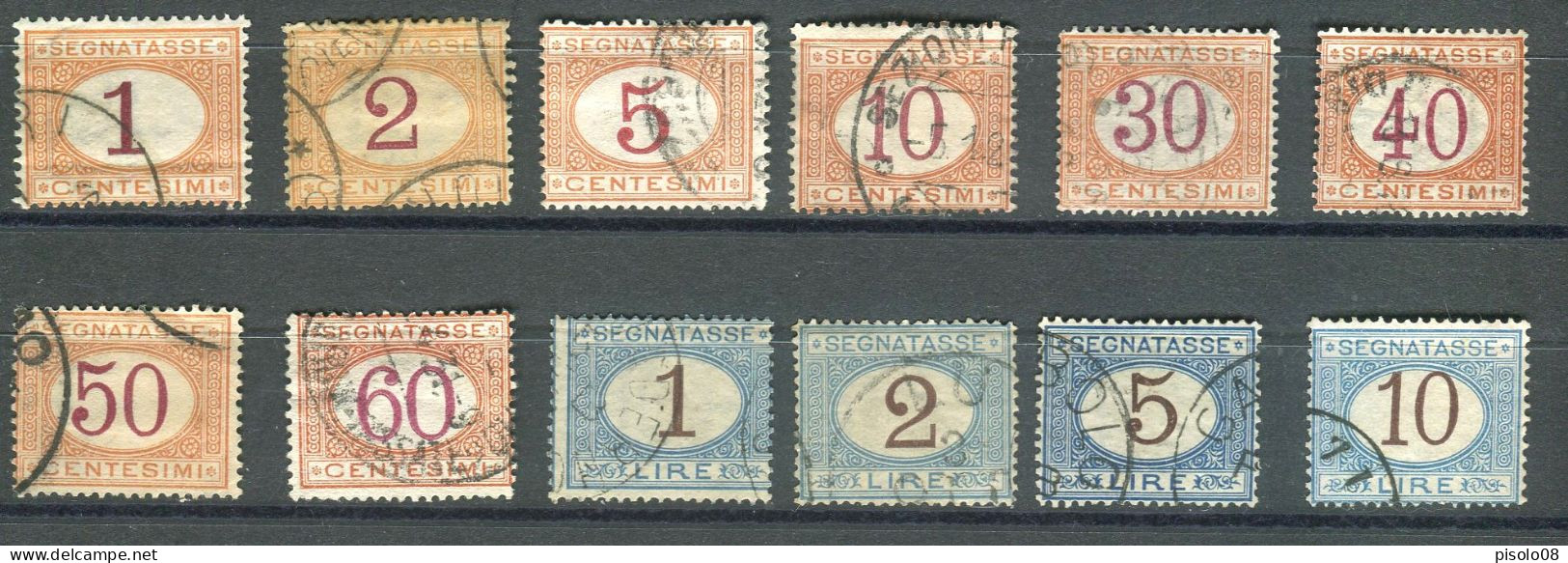 REGNO 1870-94 SEGNATASSE SERIE CPL. 12 VALORI USATA - Strafport