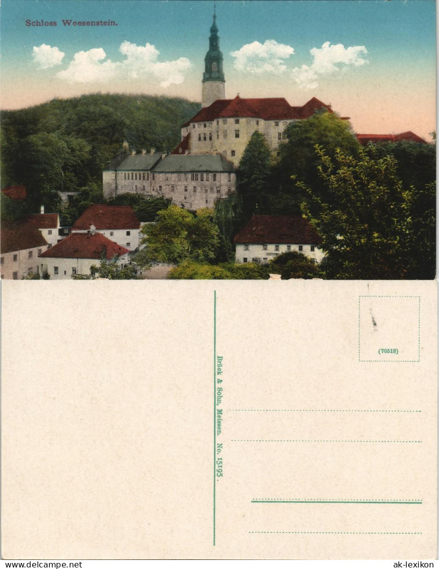 Ansichtskarte Weesenstein (Müglitz) Schloss Weesenstein 1913 - Weesenstein A. D. Mueglitz