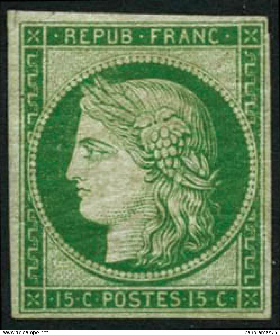 ** N°2e 15c Vert Réimp - TB - 1849-1850 Cérès