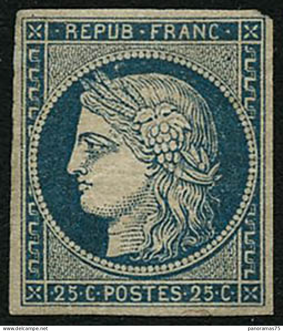 * N°4 25c Bleu, Infime Trace  Signé Calves - TB - 1849-1850 Cérès