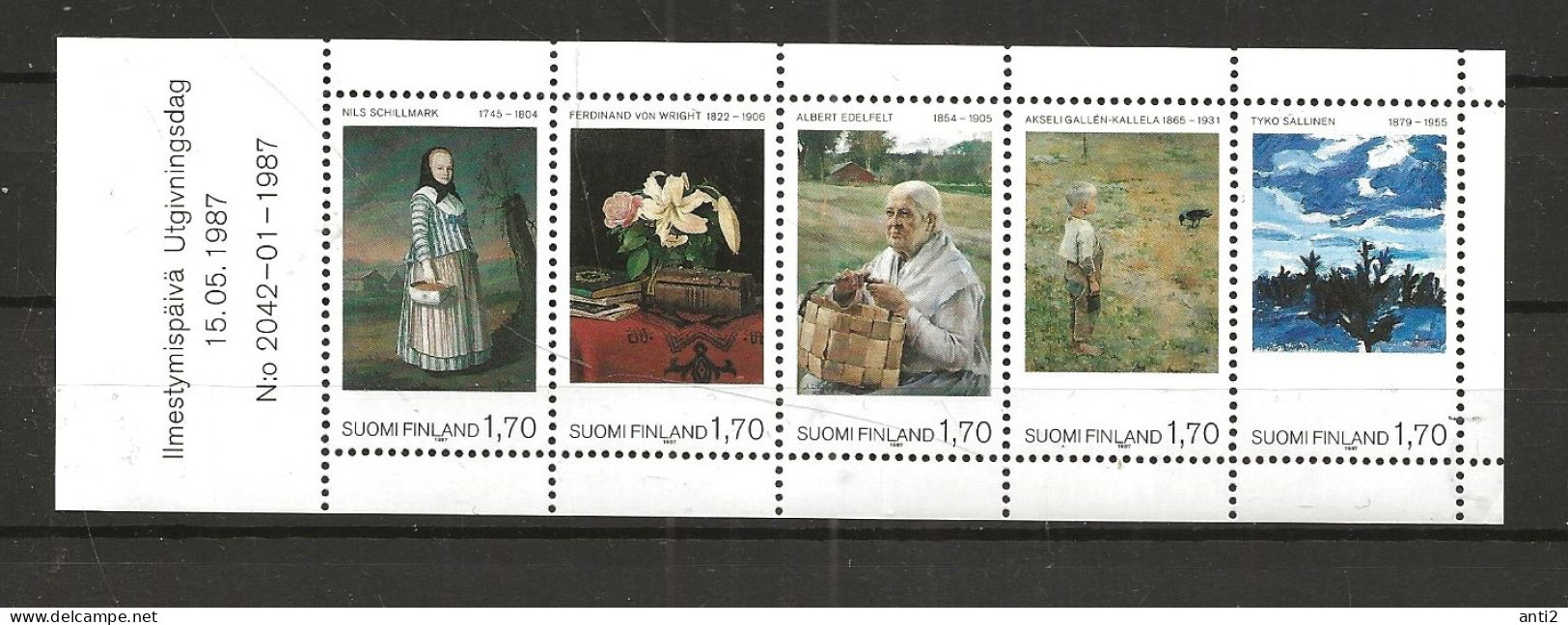 Finland 1987 Art Museum Ateneum Mi 1023-1027 In Strip  From MH 18 MNH(**) - Neufs