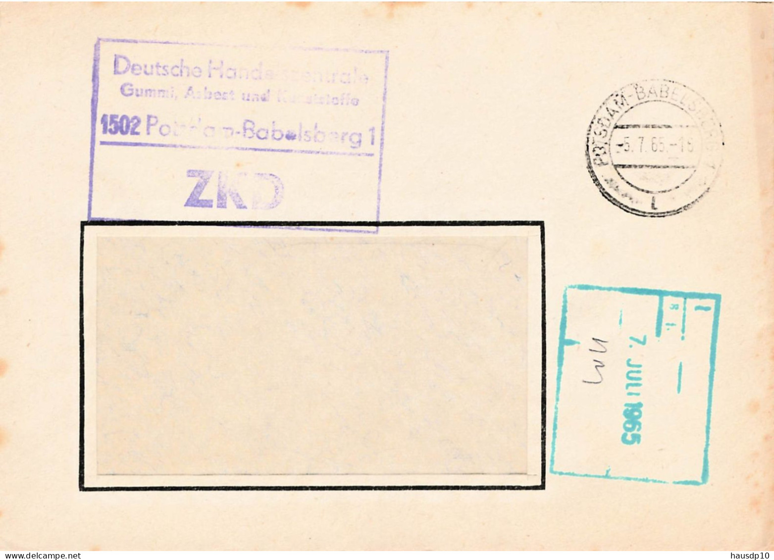 DDR Brief ZKD 1965 DHZ Gummi Asbest Potsdam Babelsberg - Central Mail Service