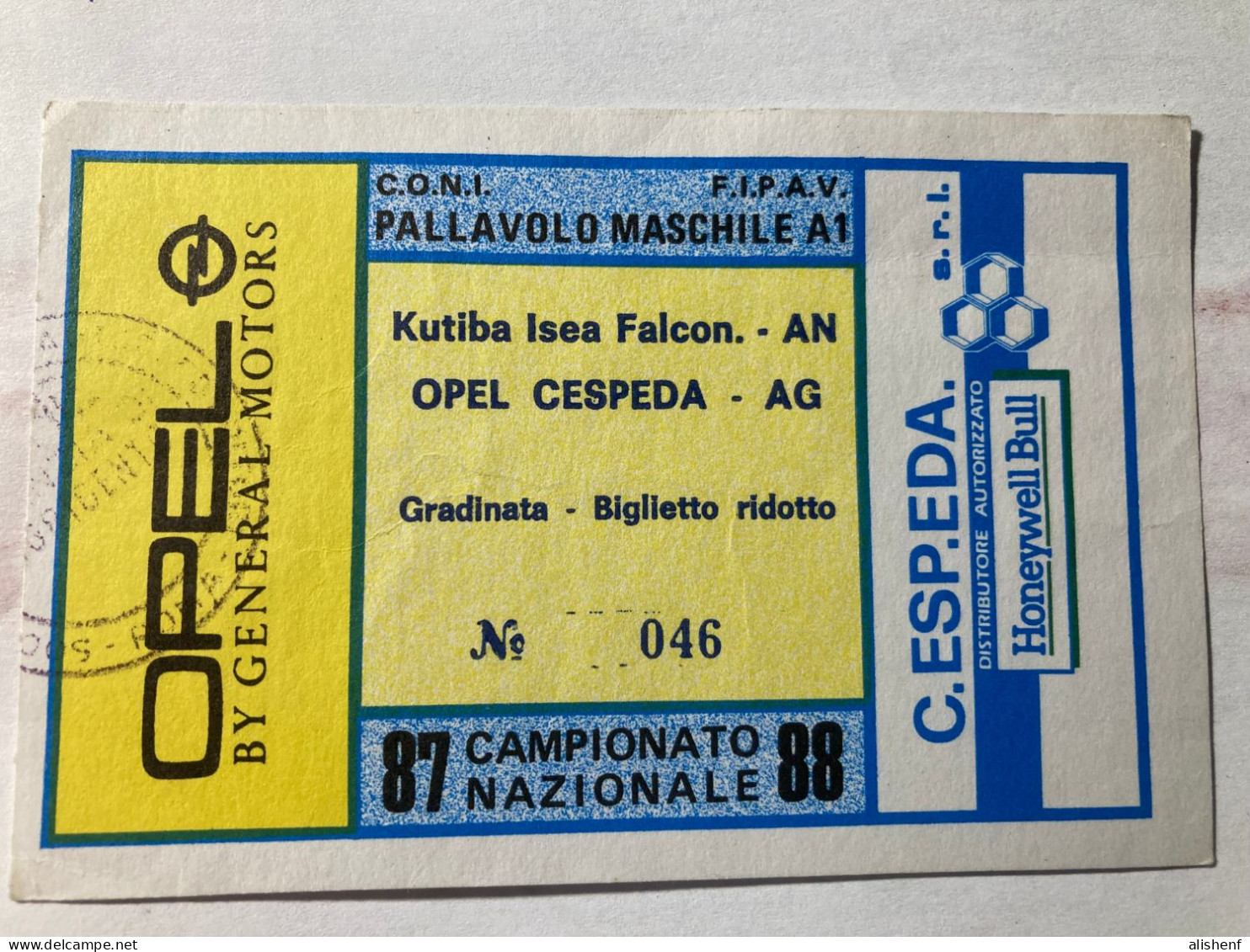 Biglietto Pallavolo Maschile A1 Opel Cespeda Agrigento - Kutiba Isea Falconara Ancona - Tickets - Vouchers