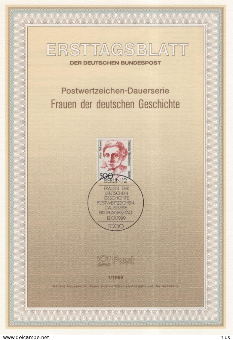 Germany Deutschland 1989-1 Alice Salomon, Social Reformer And Pioneer Of Social Work, Canceled In Berlin - 1981-1990