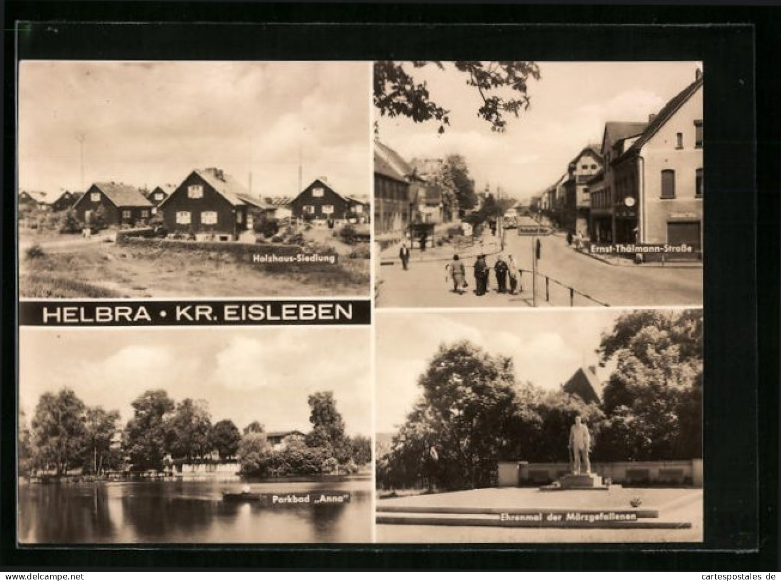 AK Helbra /Eisleben, Holzhaus-Siedlung, Ernst-Thälmann-Strasse, Parbad Anna  - Lutherstadt Eisleben