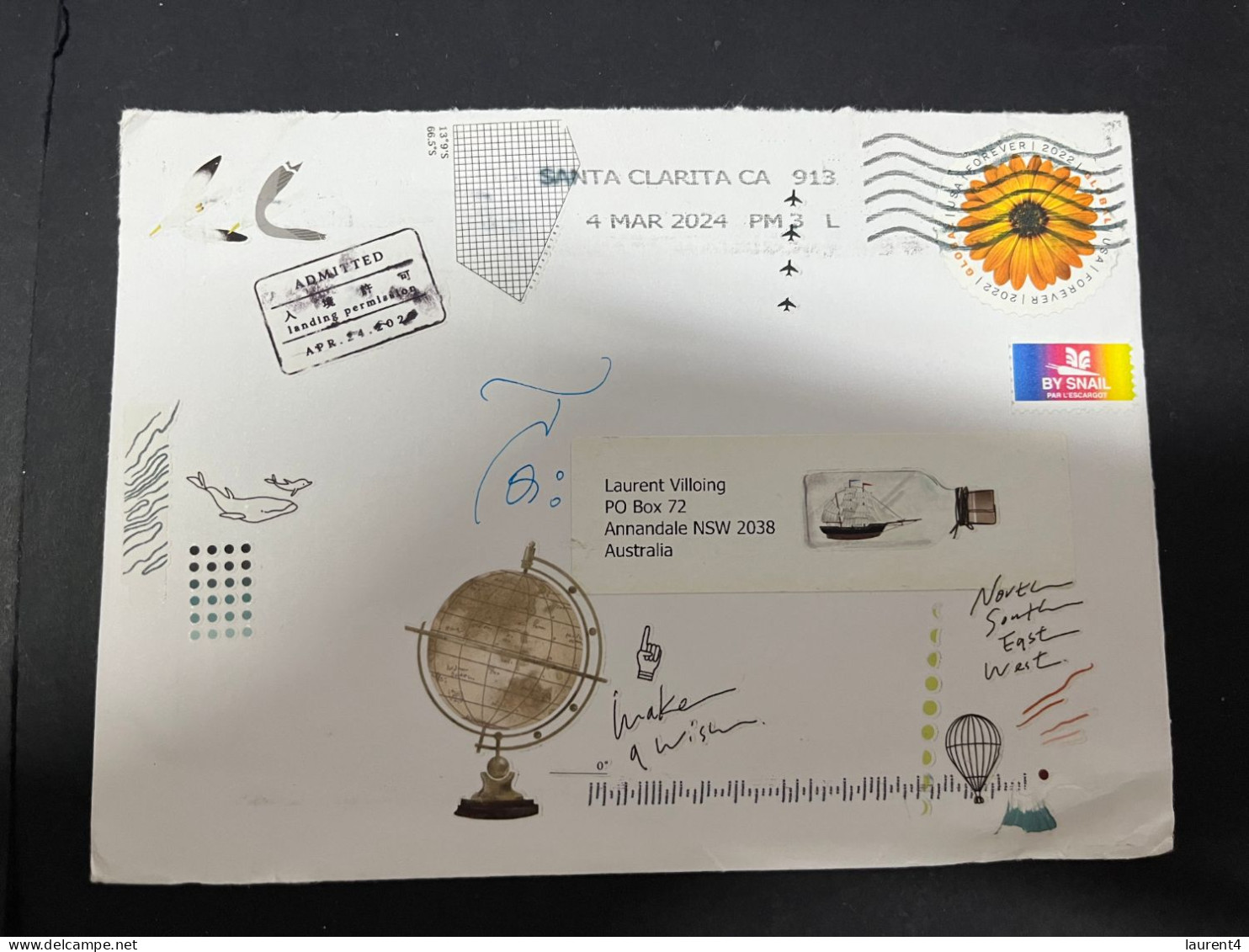 30-4-2023 (3 Z 27) Letter Posted From USA To Australia In 2024 (2 Covers) 18 X 13 Cm - Brieven En Documenten