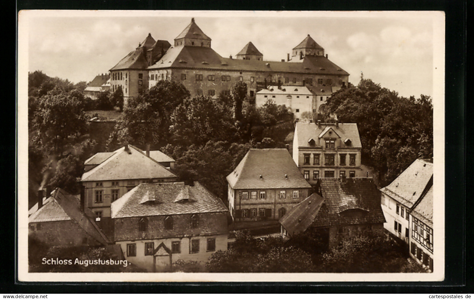 AK Augustusburg, Teilansicht Mit Schloss  - Augustusburg