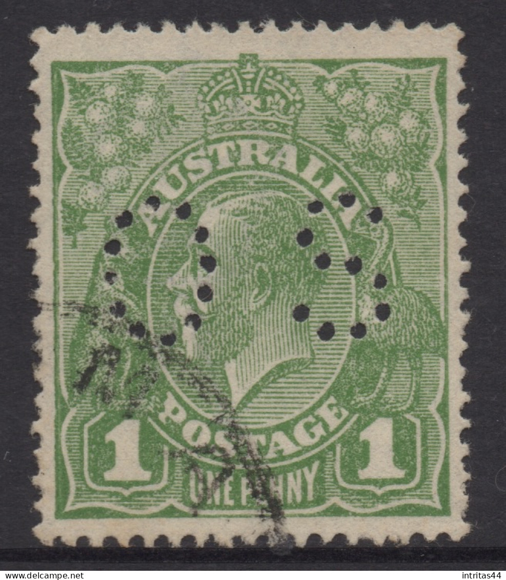 AUSTRALIA 1924 1d SAGE - GREEN  KGV  STAMP "OS" PERF.14 1st.WMK SG.O79 VFU - Oblitérés